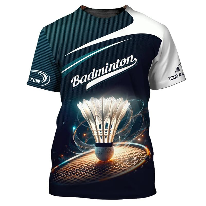 Fashion Badminton Pattern T Shirt Men Kids Summer Sports Short Sleeve Tops 3D Printed Tee Shirts Tracksuit Round Neck T-shirt