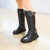 Winter Children's Boots Black School Girls Long High Boots Fashion Causal Warm Kids Cotton Boots Thick Bottom Mid-Calf Versatile