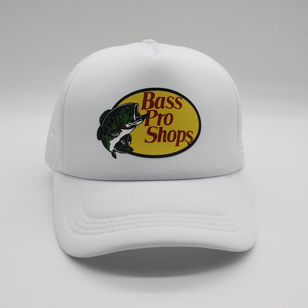 Пестрая рыболовная кепка Bass Pro Shops Летняя уличная защита от солнца Повседневная бейсболка Кепка дальнобойщика Полиэфирное волокно круглая вершина Бен...