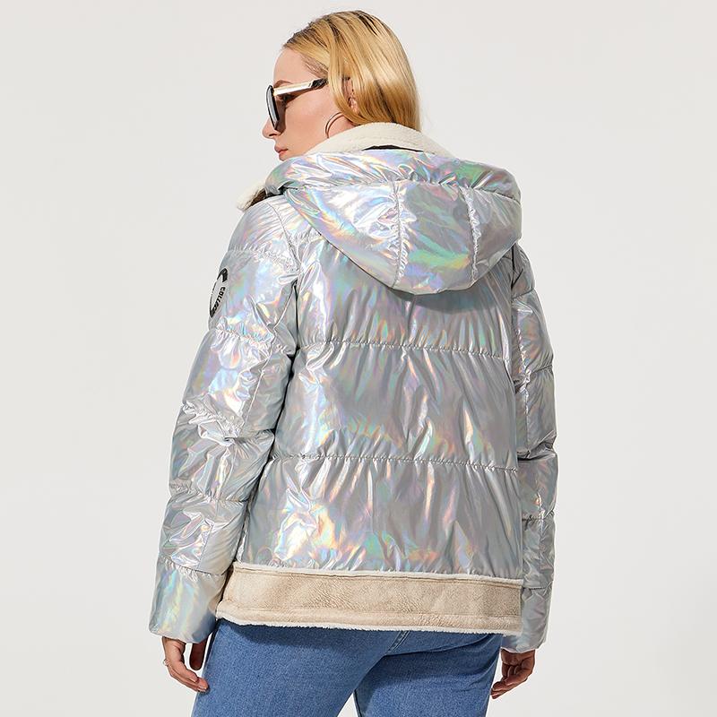 Astrid Women Parkas Plus Size Thick Cotton Warm Short Jacket Hooded Leather Bio Fleece Coat