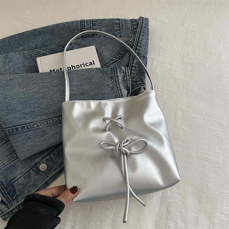 Stylish Korean Bucket Bag 2024 Summer Trendy Chic Sweet Bow Tie Design For Women