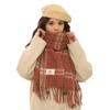 2024 New Winter Imitation Cashmere Checkered Scarf Women'S High End Rose Pink Korean Versatile Retro Warm Scarf