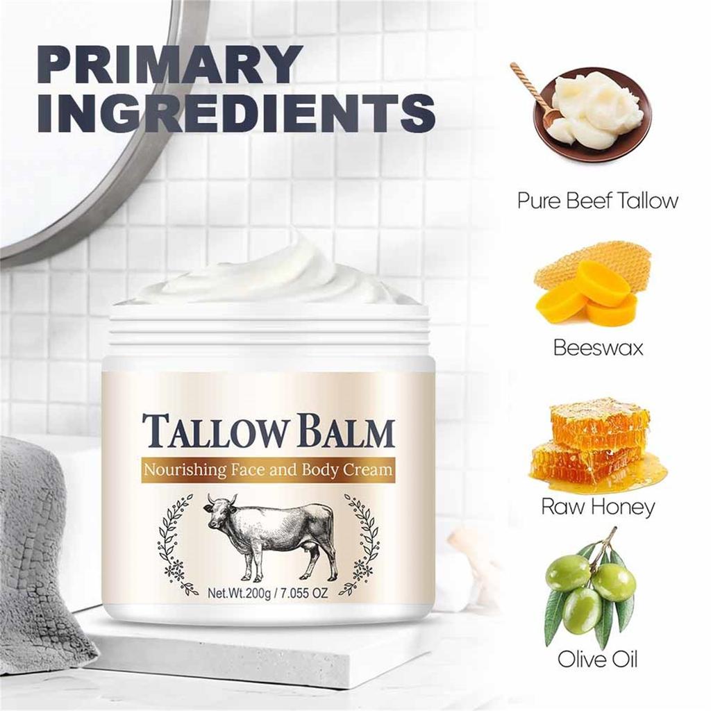 Бальзам из говяжьего жира и меда без запаха, травяной откорм, готовый крем для лица, лосьон для тела и бальзам для губ