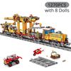 1270 шт., городские MOC, технические электрические грузовые поезда, строительные блоки, аккумуляторные батареи, набор железных дорог, кирпичи, игрушки для детей