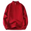 Men's Solid Color Textured Half Zipper Half Turtleneck Thickened Knitted Sweater Casual Loose Pullover Bottoming Sweater