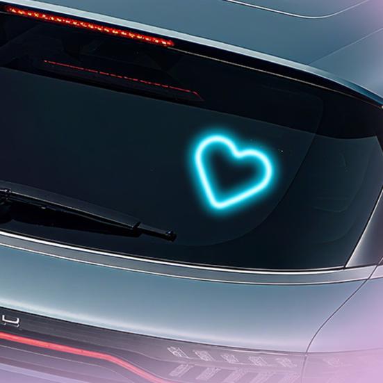 Yousheng Солнечный Неоновый Светильник в Форме Сердца для Окна Автомобиля Водонепроницаемый Светодиодный Светильник Настроения на Присоске Романтический Декор Атмосферы