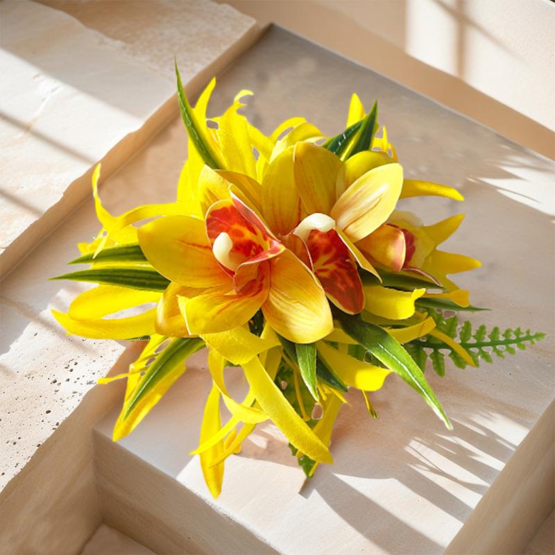 Simulated Orchid Hair Clip Lightweight Bohemian Side Hair Claw for Women Casual Beach Resort Daily Wear Gift