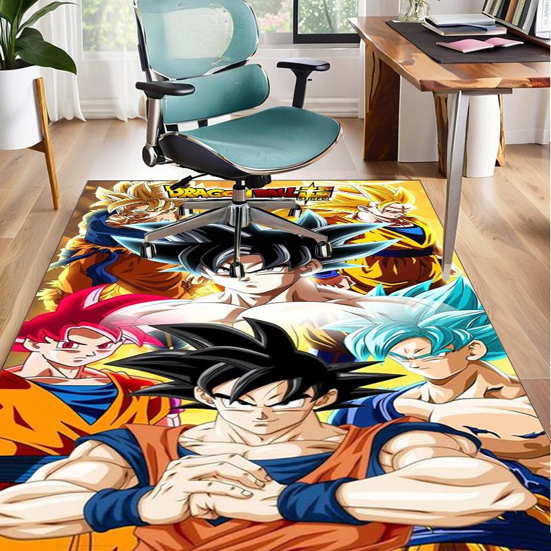 Goku Anime Office Rug Chair Mat, Game Carpet, Suitable for Front Door, Bedroom, Living Room, Desk, Holiday Gift
