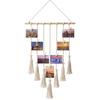 Vintage Hanging Photo Display Macrame Wall Hanging Pictures Organizer Home Decor, with 25 Wood Clips, Multicolor, Standard