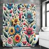 Весенняя красочная цветочная занавеска для душа с листьями, декоративная занавеска для душа для ванной комнаты, водонепроницаемая занавеска для душа с крючками