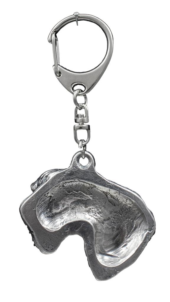 Cesky Terrier, Czech Terrier, Bohemian Terrier - Silver-plated Key Ring with Dog, Handbag Decoration, Backpack Pendant by Art-Dog Brand