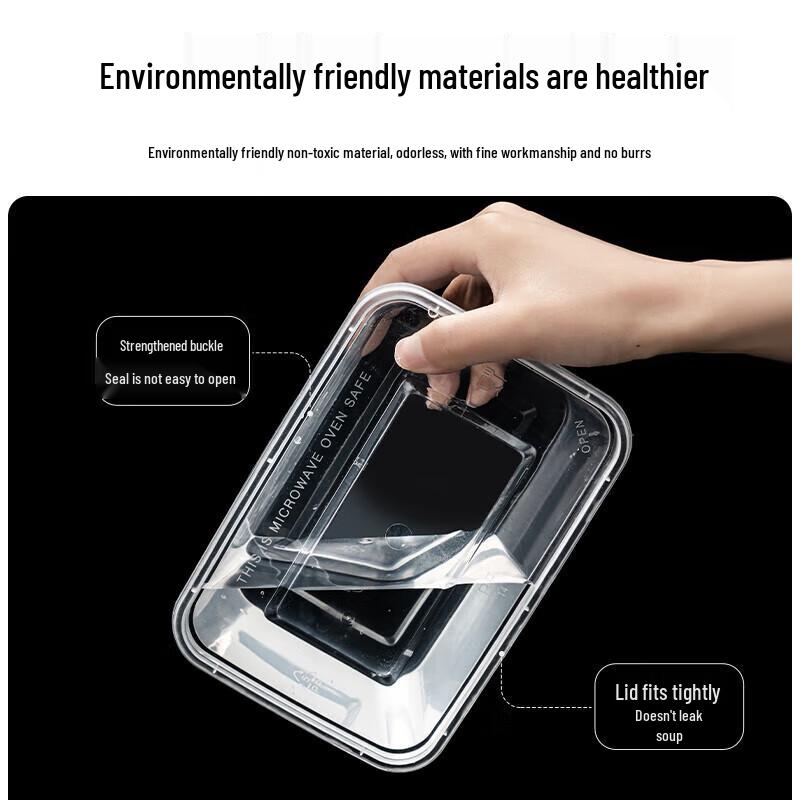 Disposable Rectangular Plastic Takeaway Boxes with Lids