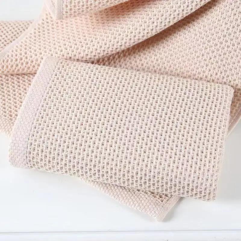 2PCS Cotton Bath Towels for Adults Children High Quality Waffle Towels Absorbent Quick Dry Soft Home Bathroom Washcloth