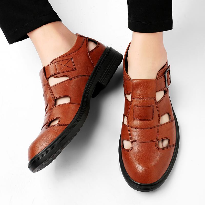 Мужские сандалии Повседневная обувь Новые трендовые стильные гладиаторские сандалии с открытым носком на платформе Пляжные сандалии на толстой подошве Черные большие размеры