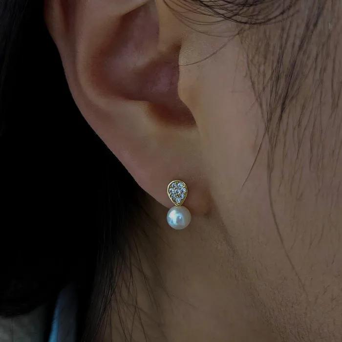 Серьги Clair из 14-каратного золота с пресноводным жемчугом и кубическим цирконием