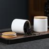 Bamboo Lid Small White Porcelain Tea Pot Ceramic Mini Sealed Storage Tank Storage Small Porcelain Pot Coffee Table Decoration