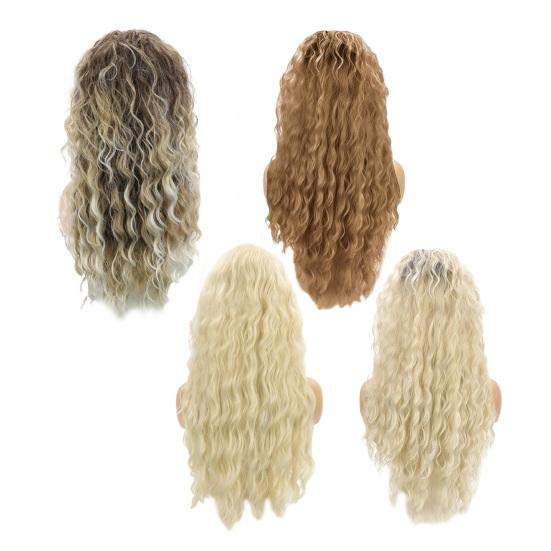 Женский длинный вьющийся парик, натуральный пушистый волнистый парик, регулируемая форма лица, линия волос, парик из высокотемпературного волокна