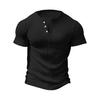 Мужская летняя футболка с короткими рукавами, приталенная, тонкая, однотонная, эластичная, на пуговицах, пуловер с v-образным вырезом, спортивный топ для фитнеса