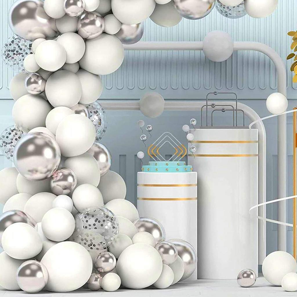 50 шт. металлические, серебристо-белые воздушные шары, гирлянда, арка, комплект, серебряные шары для детского душа, декор для дня рождения, свадьбы, вечеринки