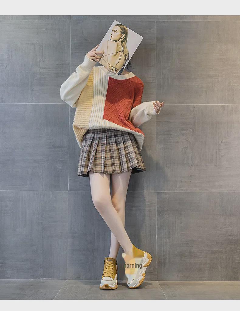 Autumn 2024 Women's Height-Boosting Korean-Style Dad Sneakers - Thick-Soled & Trendy for Students