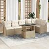 7-piece Garden Sofa Set with Beige Cushions Poly Rattan, 2-seater Garden Sofa with Beige Cushions Poly 3348477