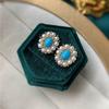 Light Luxury Design Sense Natural Turquoise Pearl Earrings For Women Exquisite Blue Earings Wedding New In Jewelry Gifts
