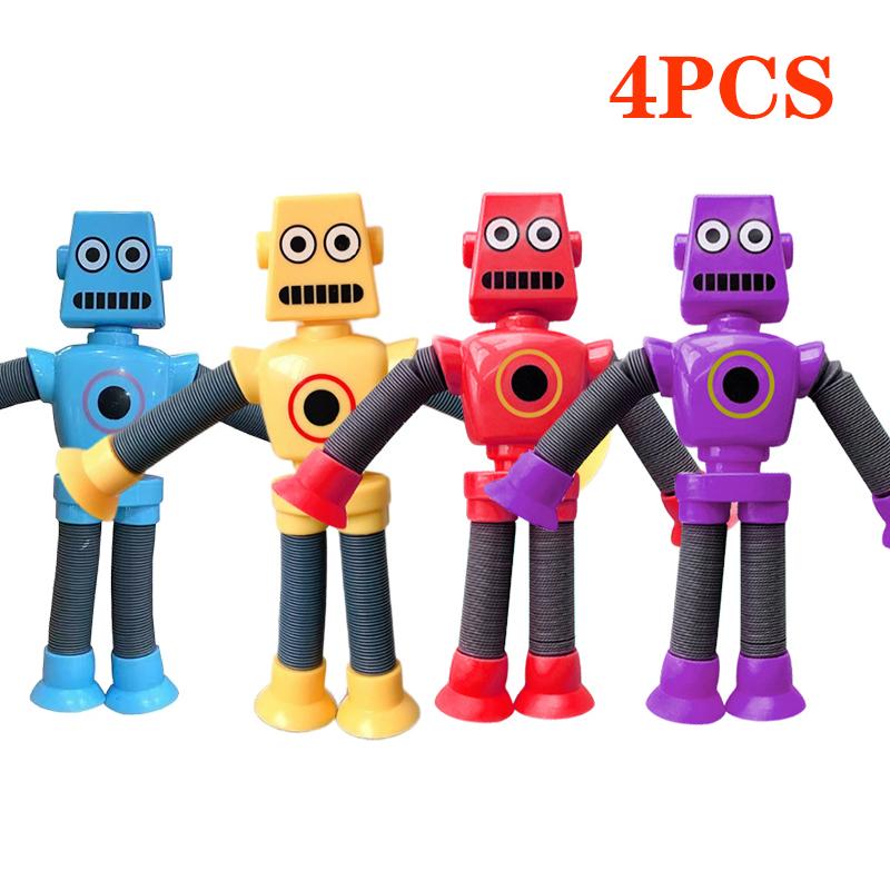 4/16 шт. Игрушки-роботы с присосками Pop Tubes, снимающие стресс, телескопические роботы, сенсорные игрушки оптом, забавный подарок для детей, мальчиков, девочек