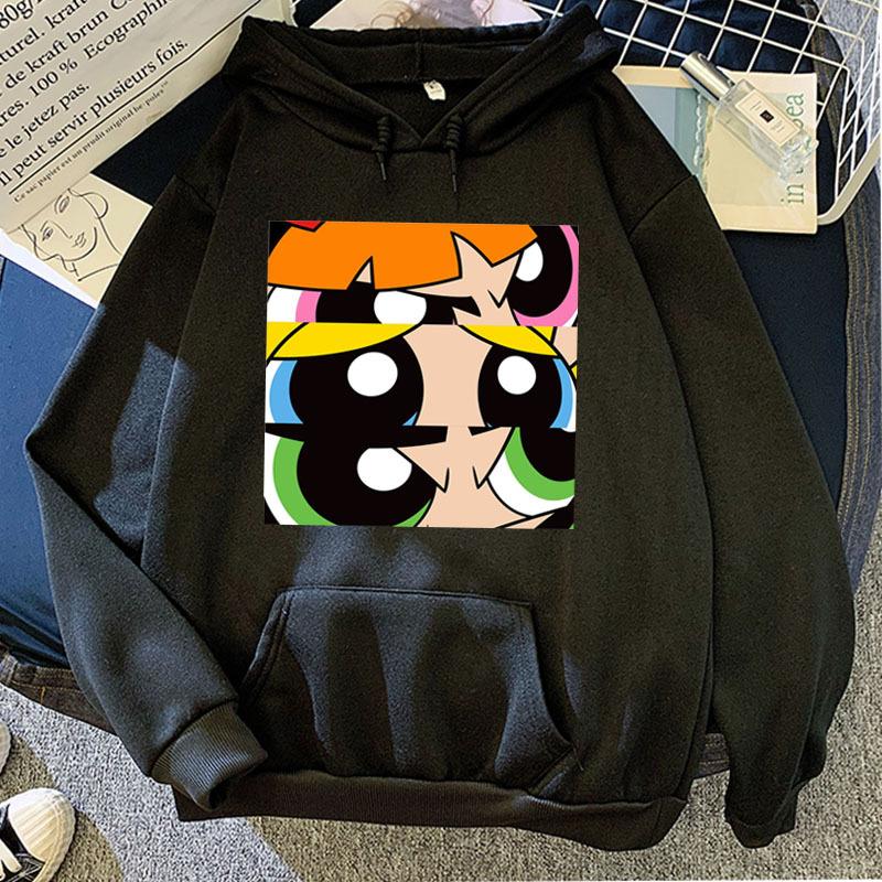 The New Candy-colored Sweatshirt and The Three-grid Printed Hooded Sweatshirt of The Powerpuff Girls for Autumn and Winter