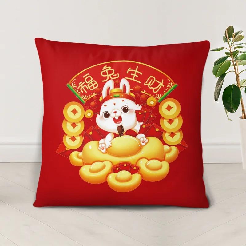 Juste De Coussin Lapin Dessin Animé Pour La Décoration Intérieure, Taie D'oreiller De Luxe, Cadeau De Nouvel An, Bureau, Canapé, Voiture