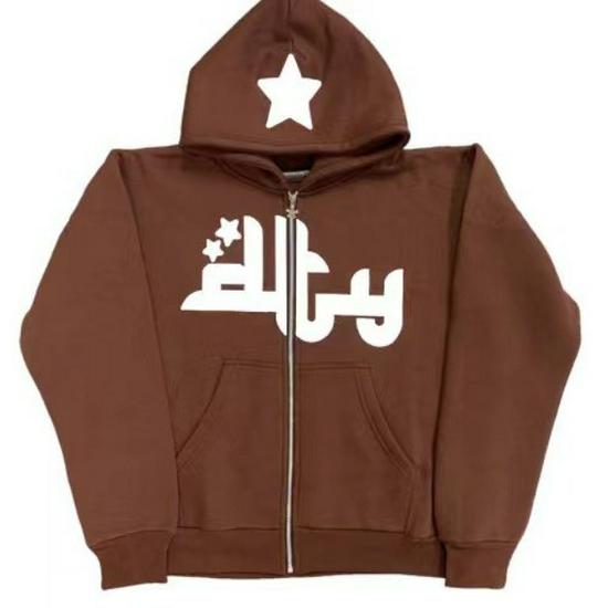 Унисекс Готический Харадзюку Y2K Кавайный Худи на молнии - Темный Стиль Хип-Хоп Повседневная Куртка Толстовка