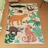 Jungle Pattern Fleece Rug, Cream White and Multicolored