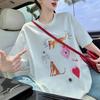 Summer Pure Cotton Casual Oversized T Shirt Women's Streetwear Harajuku Large Size Funny Cartoon Print Short Sleeve T-shirts for Women White Y2k Tops