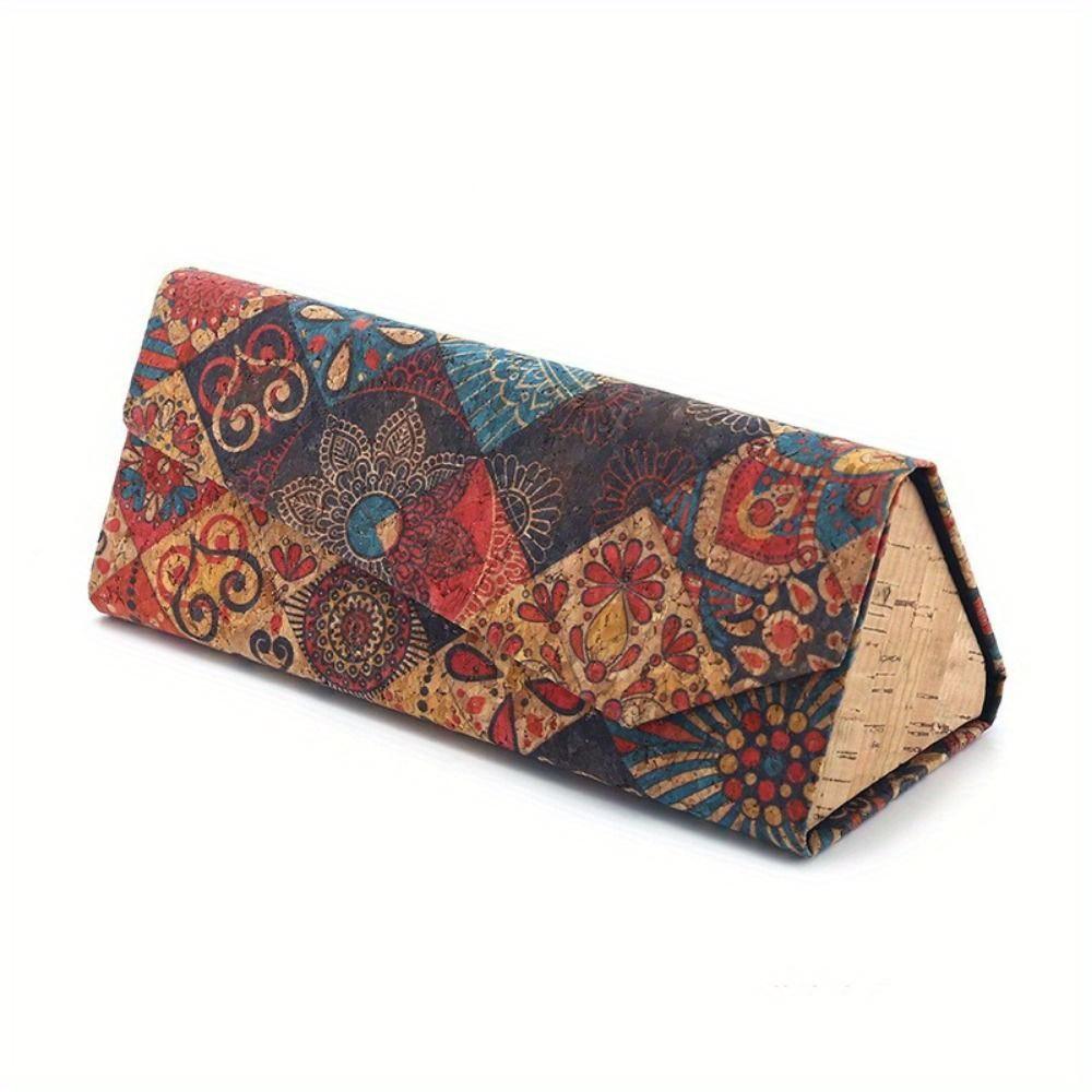 Винтажный складной треугольный футляр для очков-тотем для женщин, персональная коробка для очков, портативный дорожный футляр для хранения очков