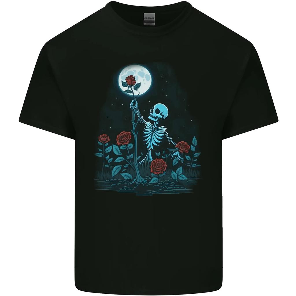 Rose From the Dead Skeleton Skull Graveyard Kids T-Shirt Childrens