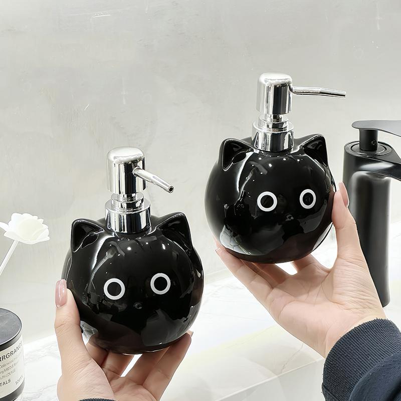 1шт дозатор мыла для кошек, очаровательная бутылка для лосьона с насосом, керамика для ванной комнаты, лосьон для столешницы, мультяшный котенок, многоразовый, 480 мл