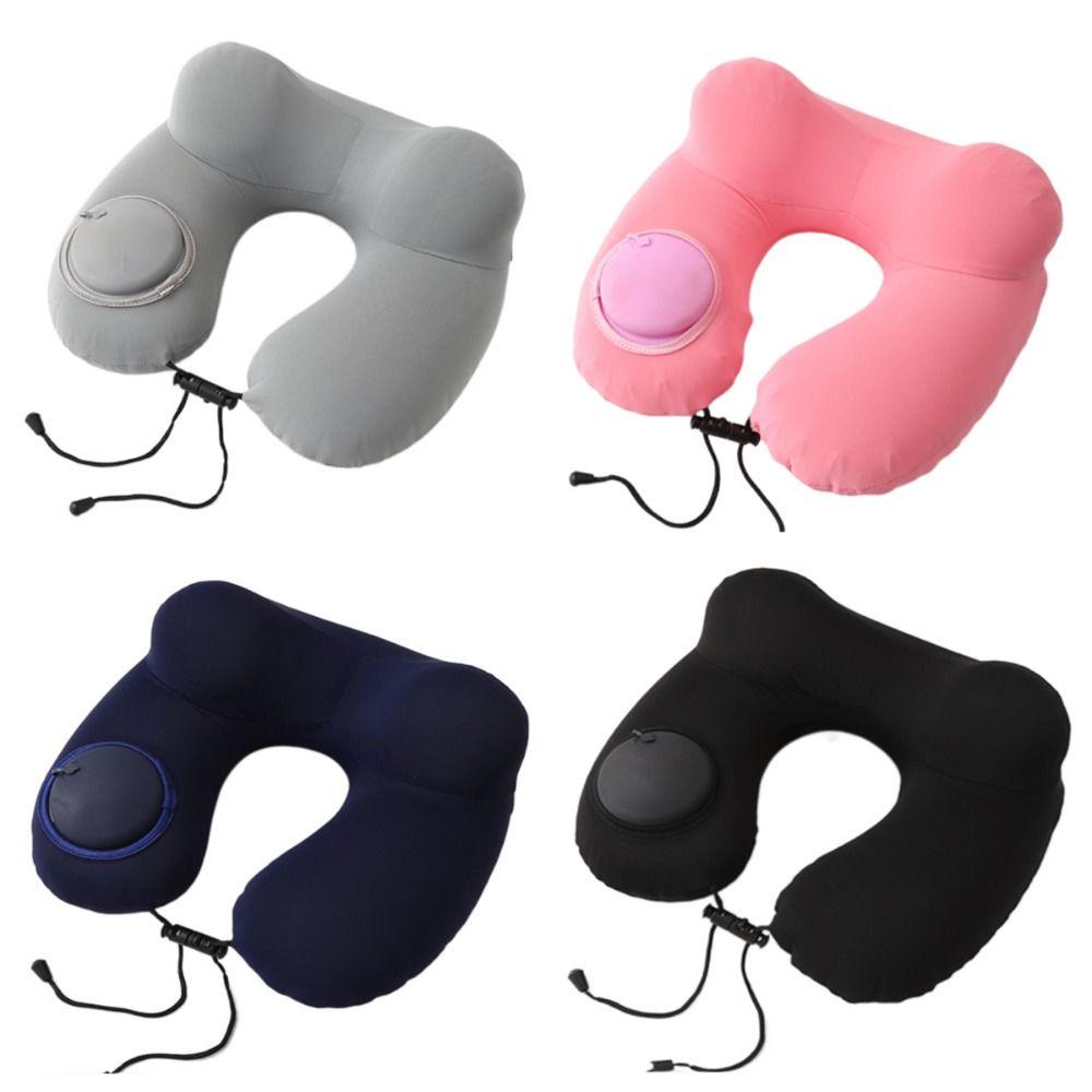 Inflatable U-Shaped Travel Pillow Soft Neckrest Pad Relaxation Neck Support Cushion Office/School