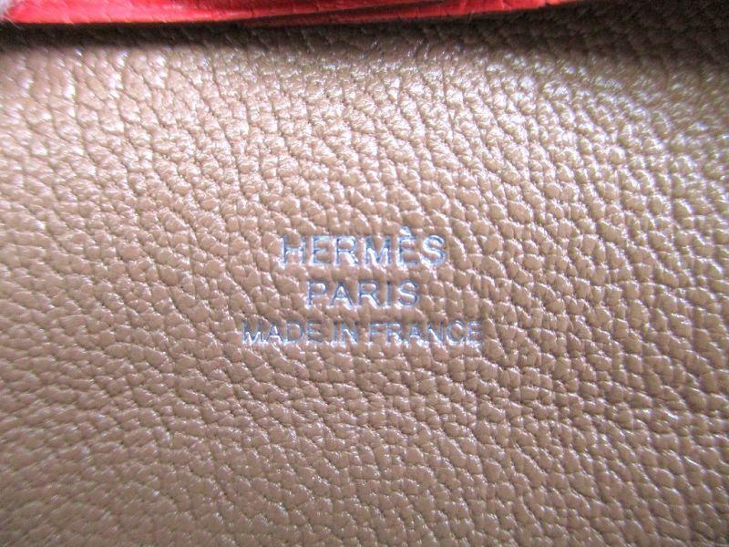 Authentic HERMES Pink and Brown Chevre Myzore Leather Coin Purse Bastia #9920 Refurbished
