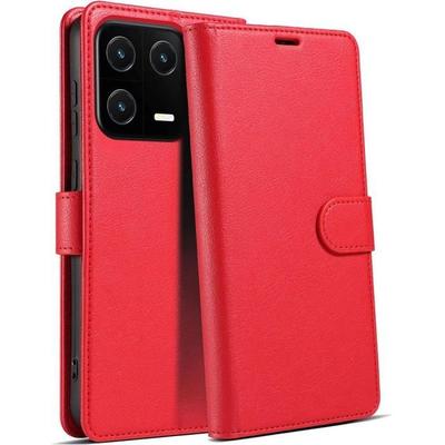 Защитный чехол - E.F.CONNECTION - для Xiaomi 13 - Искусственная кожа - Магнитная застежка - Стильный Красный