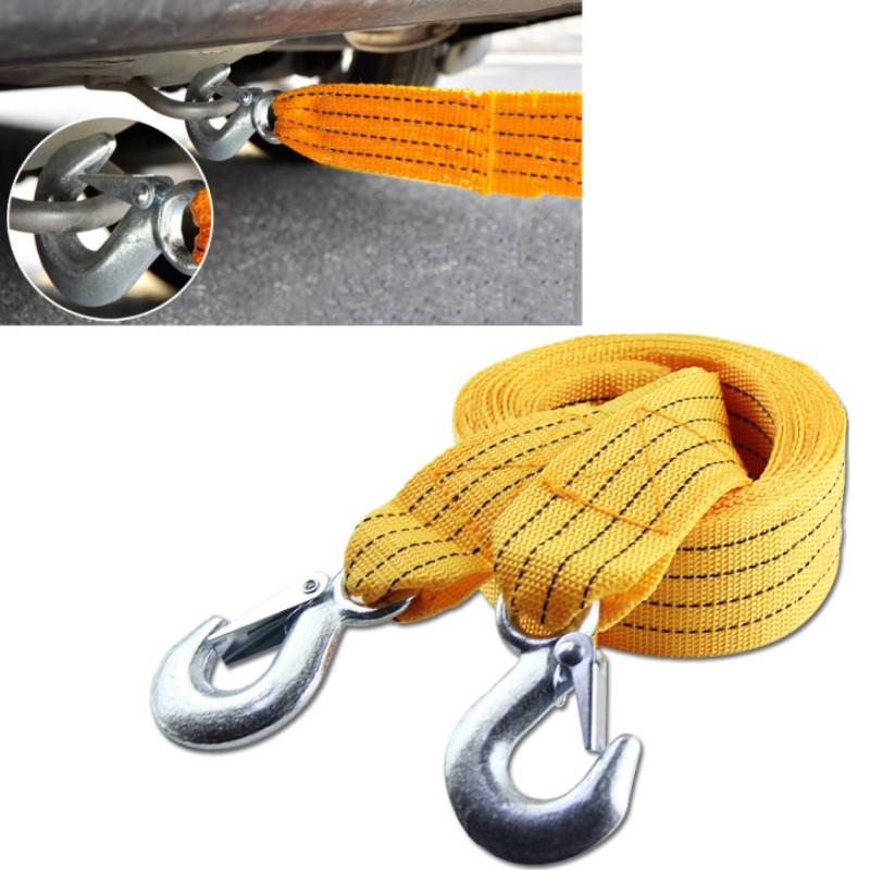 3m Heavy Duty Car Tow Cable Rope Strap Belt 3 Ton High Strength Nylon Strap with Strong Metal Hook Towing Cable for