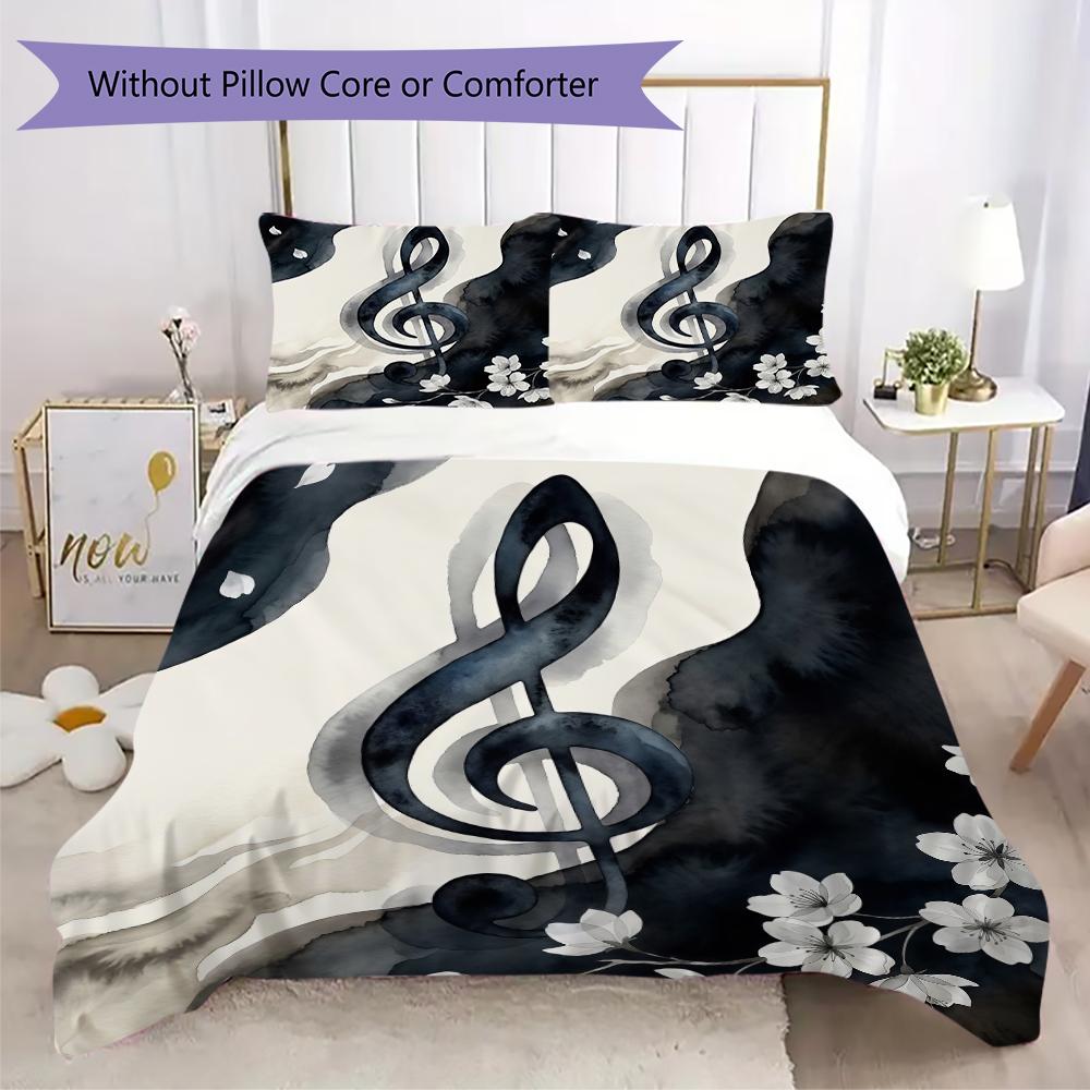 Soft Marble Melody Pattern Bedding uilt Set uilt Cover Pillowcase Home Decoration Birthday Gift (1 * duvet cover + 2 * pillowcase without core)
