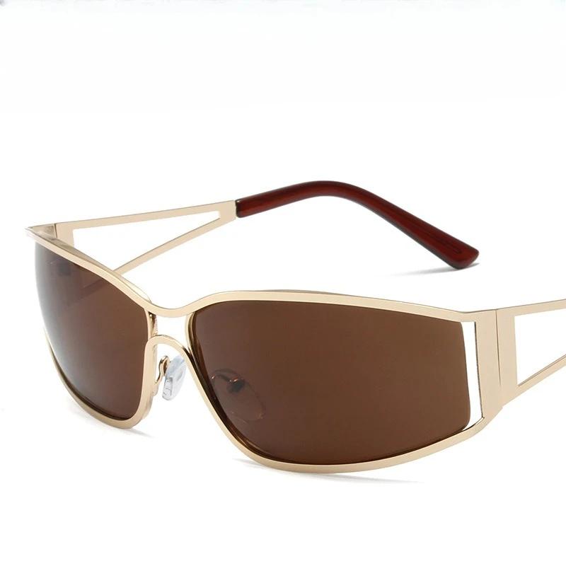 Солнцезащитные очки с прорезями Женские Модные Градиентные 2000-х Очки-обертки Брендовые Панк-очки Зеркальные Очки