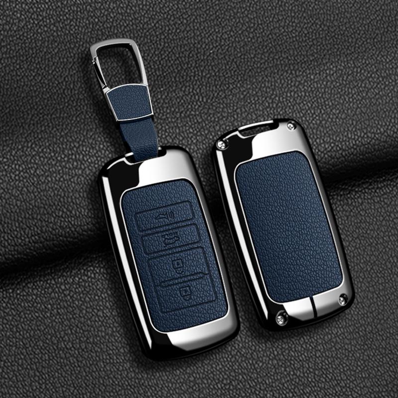 Interior Mouldings Zinc Alloy Leather Car Key Case Cover Fob Protect for Kia 4 Button Sorento K900 K7 Cadenza Accessories Keycha