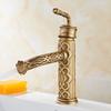Винтажные Резные Настенные Смесители для Раковины из Цельной Латуни Винтажный Антикварный Смеситель для Ванной Комнаты Смеситель для Раковины с Поворотным Изливом на 360 Градусов Горячая Холодная Вода