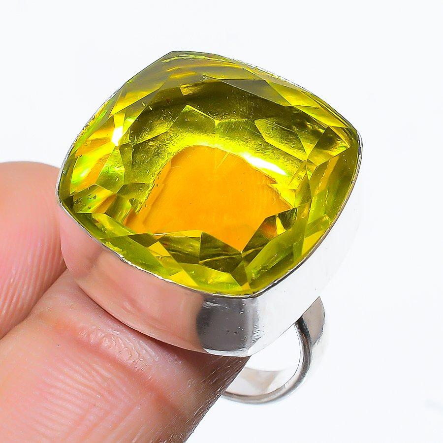 Подарочное кольцо из серебра 925 пробы с натуральным цитрином, размер 8, V5j80