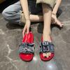 Обувь для женщин 2024 Горячая распродажа Летние женские шлепанцы Уличные Однотонные Джинсовые С открытым носком На низком каблуке Большой размер Повседневные шлепанцы Женские