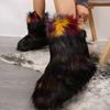 Fashion Winter Women Fluffy Faux Fox Fur Boots Woman Plush Warm Snow Boots Luxury Footwear Girls Furry Fur Bottes Fashion Winter Shoe