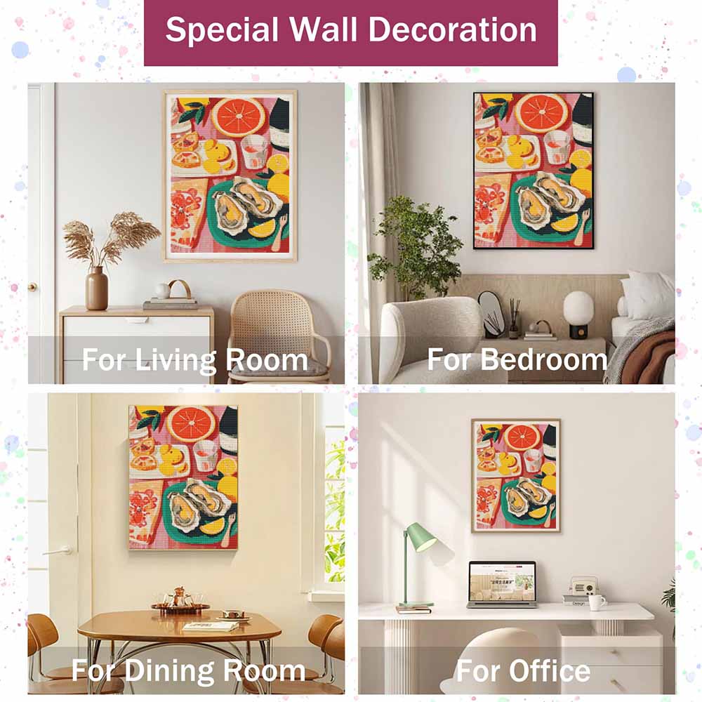 Diamond Painting Kit. DIY Diamond Art Seafood and Fruit. Handmade Gift for Friends and Family. Home Decor Artwork (Full Round Drills)