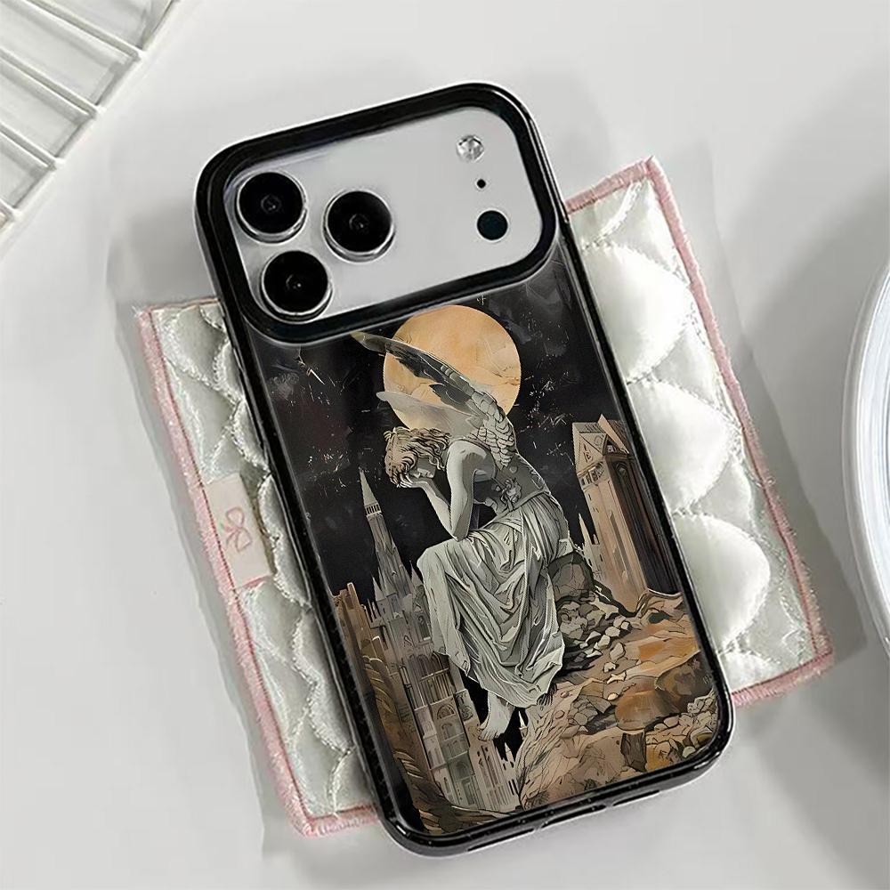 Melancholic Angel Phone Case for iPhone 13 14 16 15 12 11 Pro Max 17 Air 14 Plus Shockproof Matte Hard Bumper Cover
