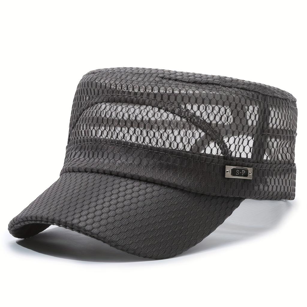 Men Spring Summer Breathable Mesh Baseball Cap Fashion Flat Top Casual Sun Hat Wide Brim Outdoor
