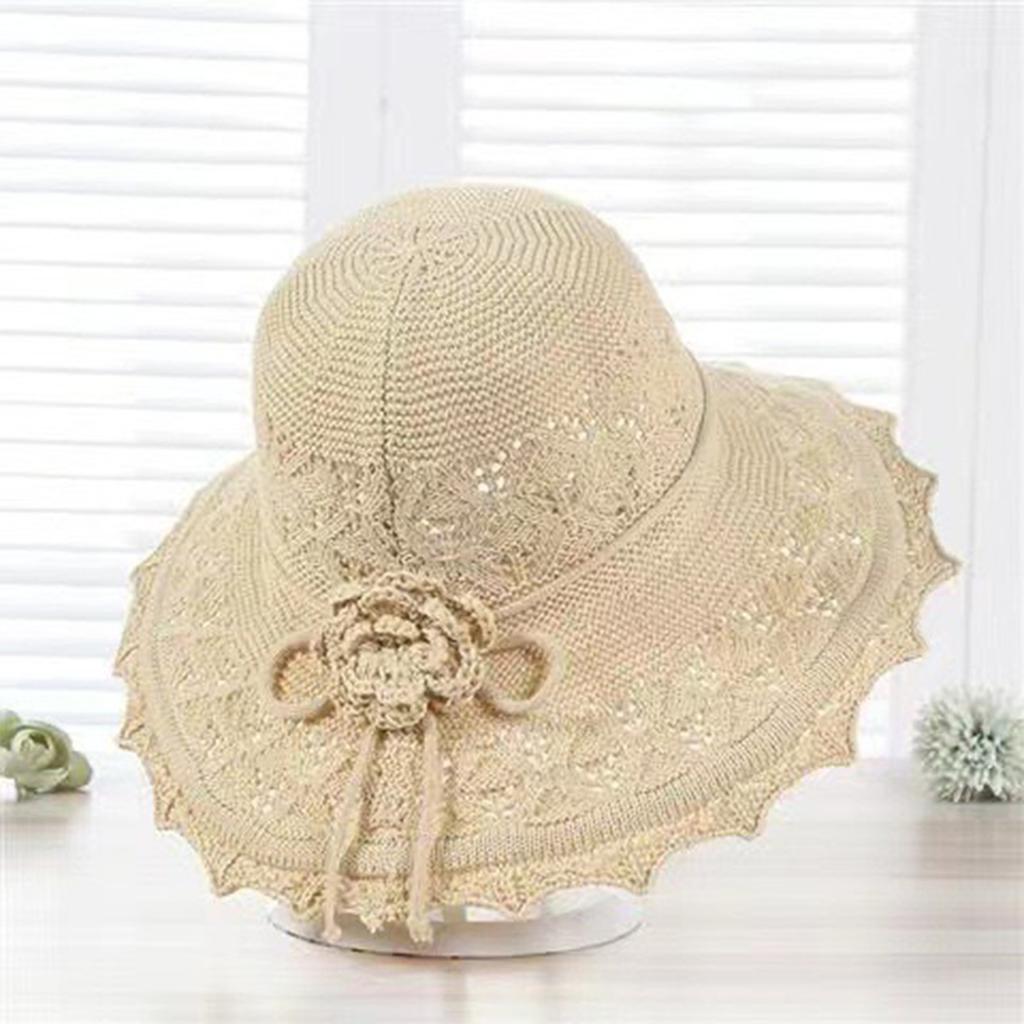 Women's Summer Fashion Sun Hat Large Brim & Crochet Design for Pool Park Vacation Camping